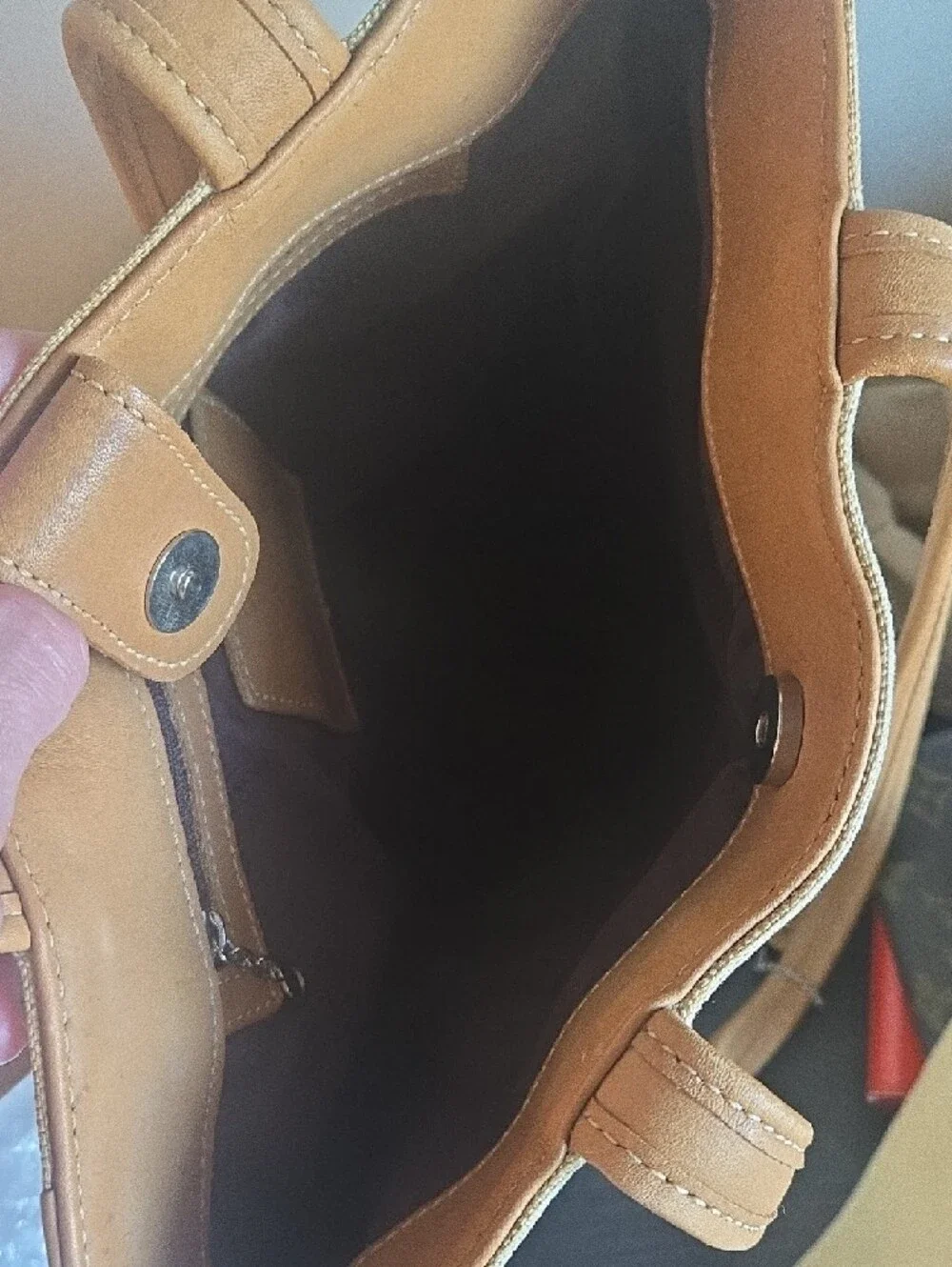 Coach Vintage Natural Canvas Tote with Tan Leather Preowned
